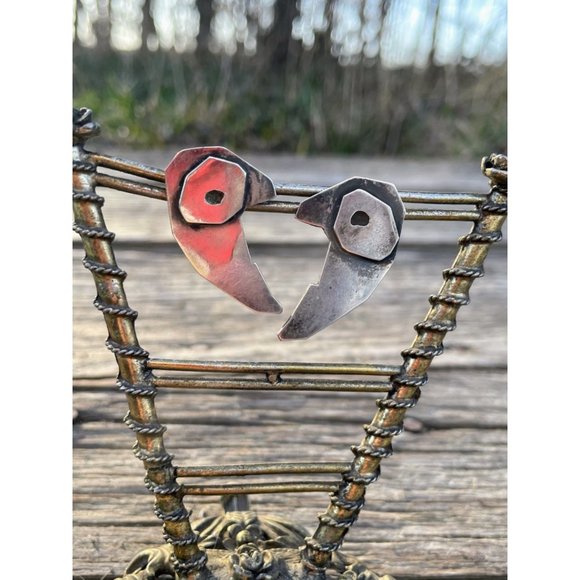 Vintage 1960s Modernist Machinist Style Sterling Silver Screw back earrings - Picture 12 of 12